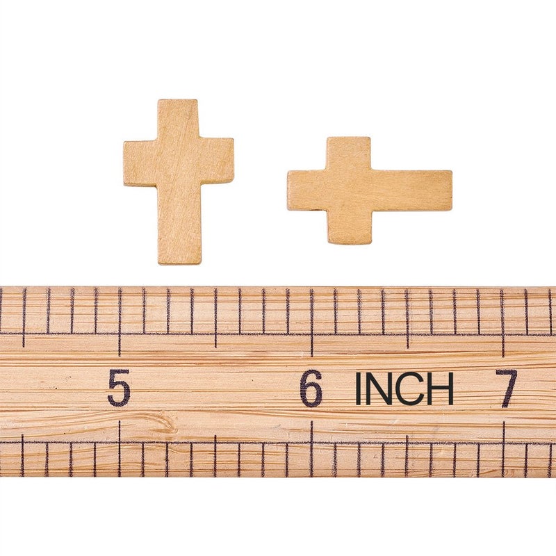 KISSITTY 50Pcs 7/8" x 5/9" Natural Unfinished Wood Cross Pendants Beads 22x14mm for Crafts & DIY Jewelry Projects - Image 3